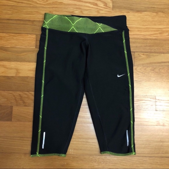 Nike Pants - Nike neon green dry fit running capri pants